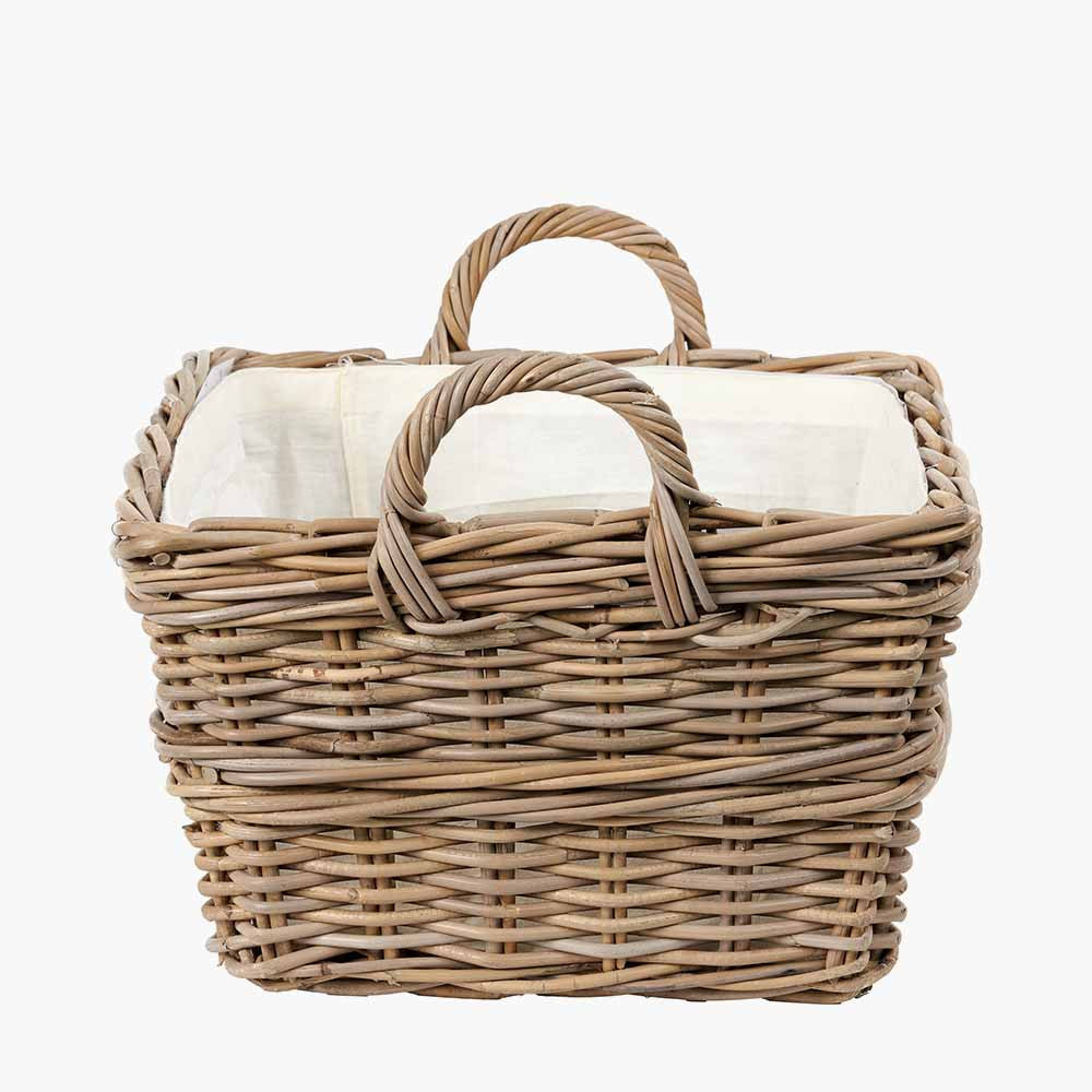 Tobs Grey Kubu Rectangular Handled Laundry Basket
