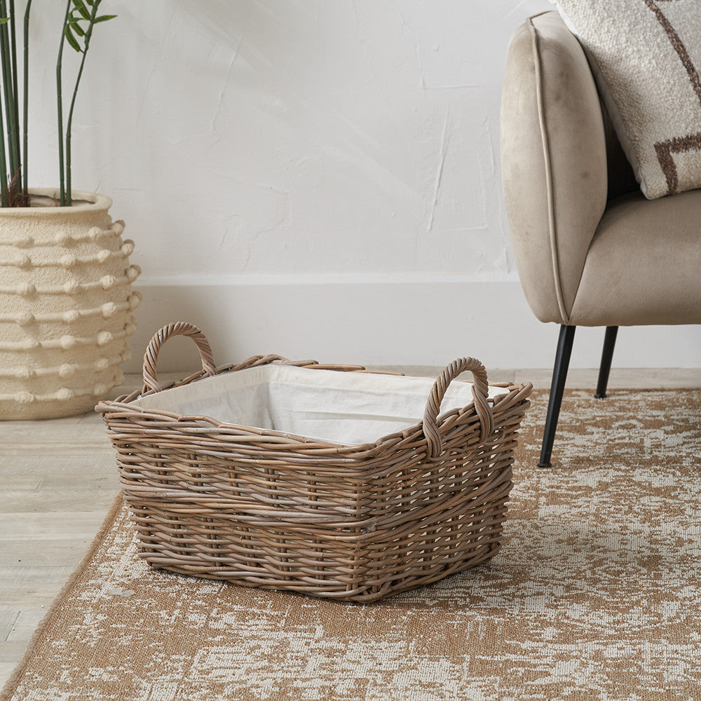 Tobs Grey Kubu Rectangular Handled Laundry Basket
