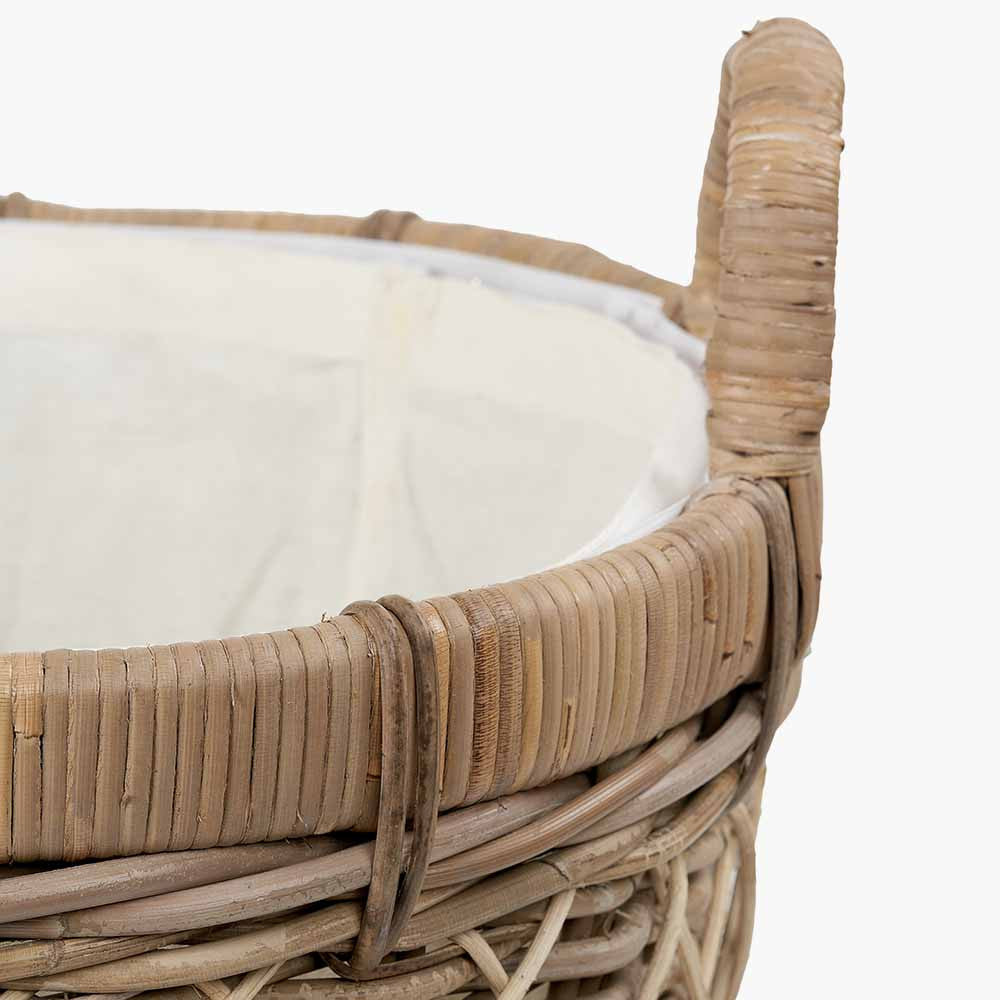 Tobs Brown Rattan Oval Handled Laundry Basket