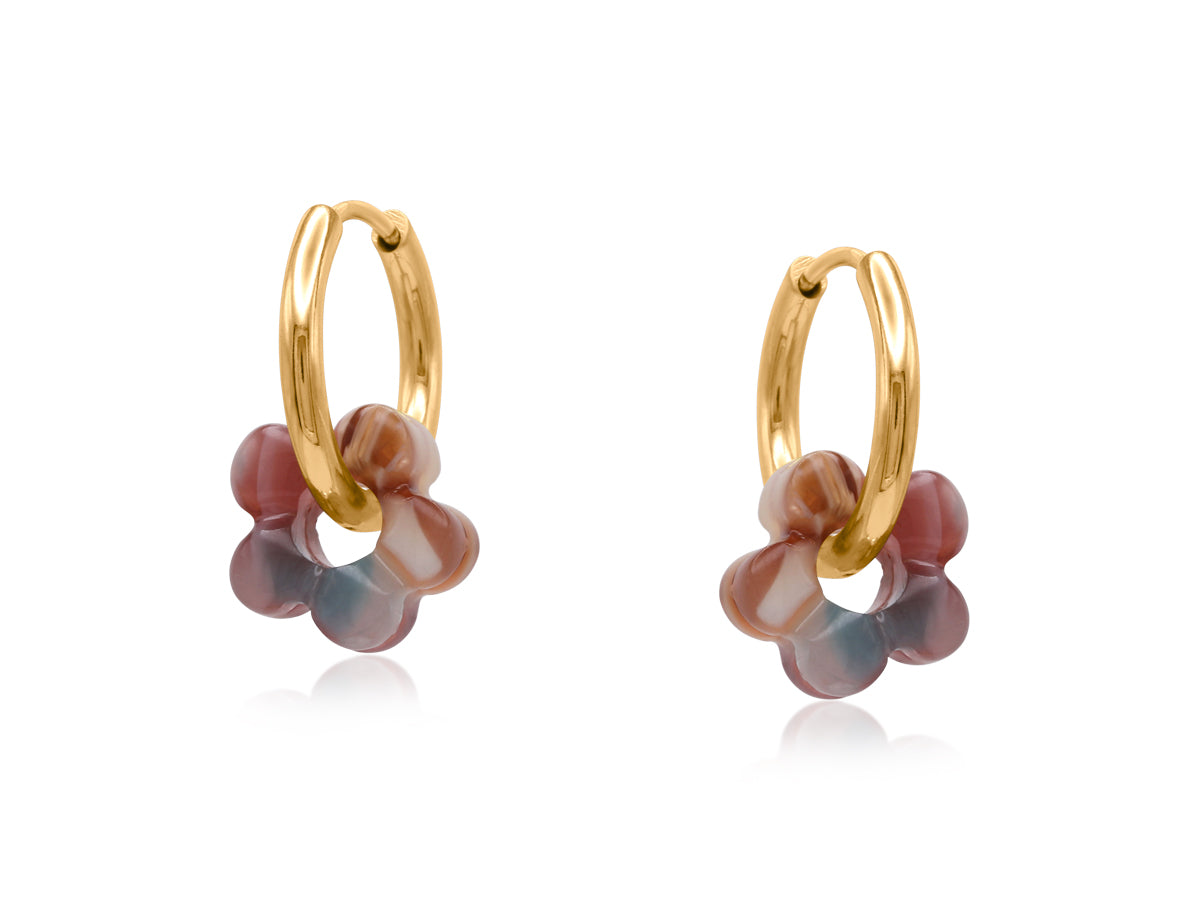 Florence Resin Flower Huggie Petite Earrings