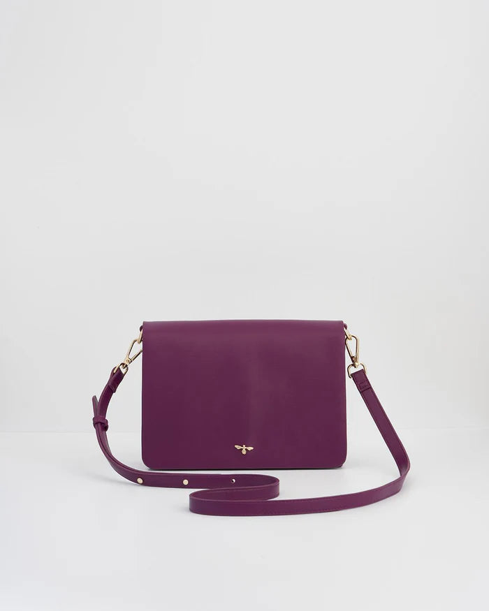 Floral Engravings Plum Crossbody Handbag