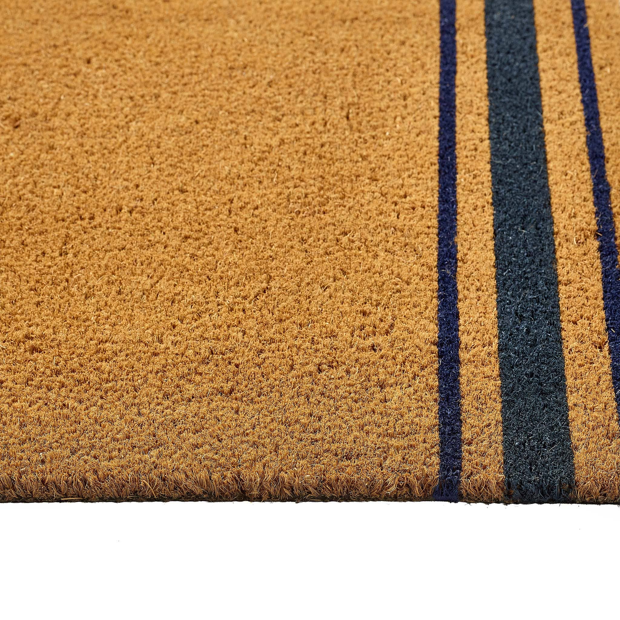 Navy Border Stripe | Coir Door Mat