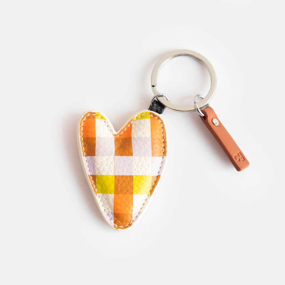Multi Check Printed Heart Keyring