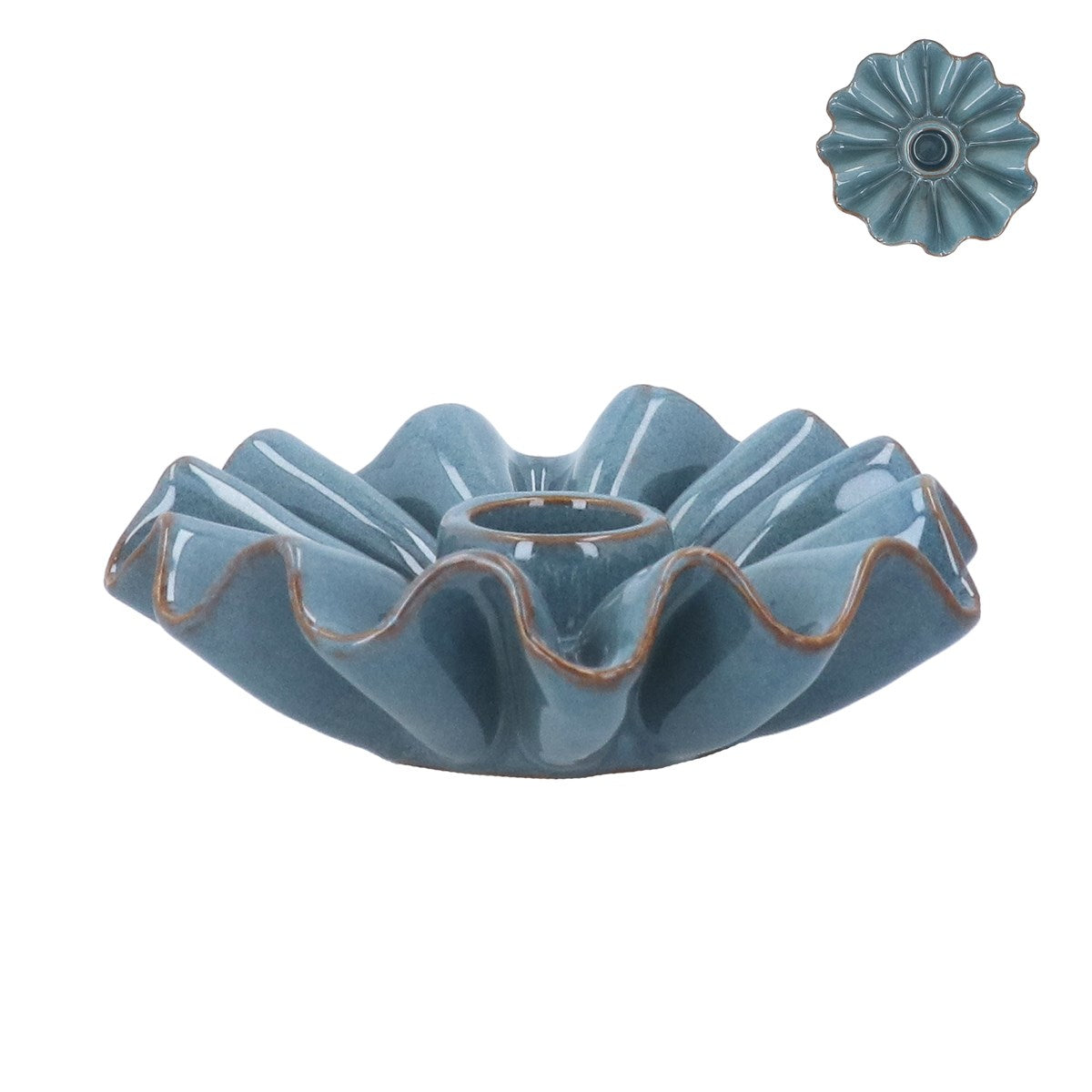 Blue Frill Candle Holder