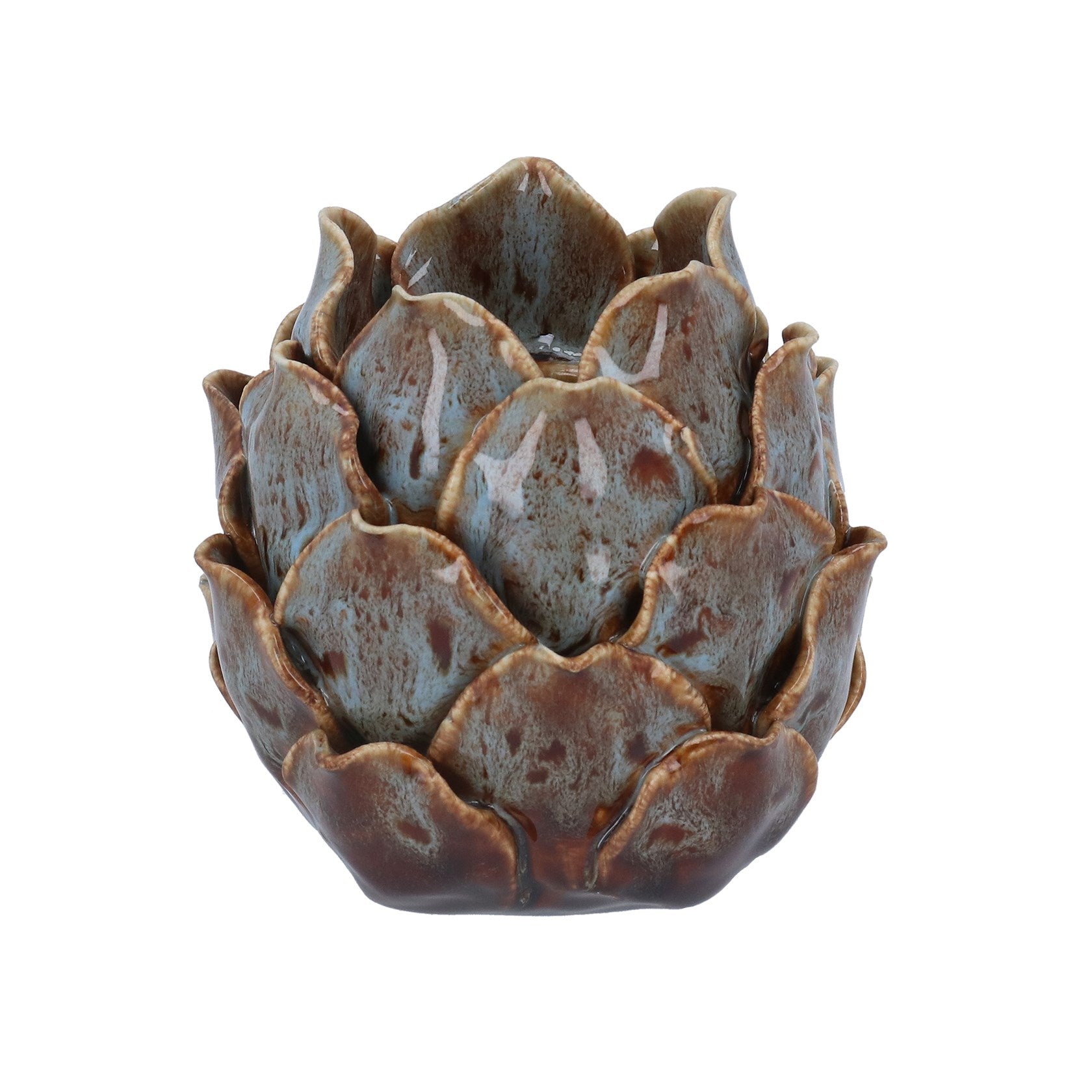Blue/Brown Reactive Glaze Artichoke | Porcelain T-lite Holder