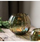 Floral Etched Iridescent Tealight Holder