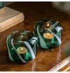 Candy Stripe Green Tealight Holder