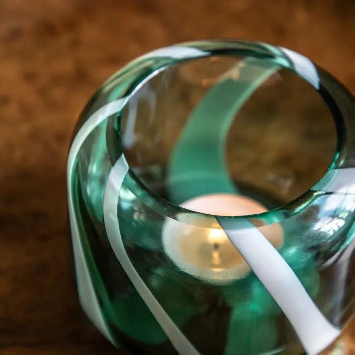 Candy Stripe Green Tealight Holder