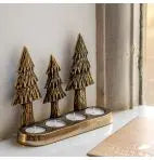 Christmas Tree Tealight Holder Gold