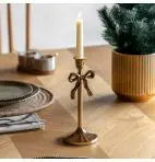 Gold Bow Dinner Candle Holder