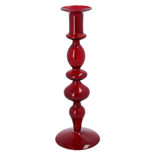 Dark Red Piped Taper Candle Holder