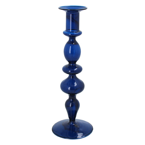 Dark Blue Piped Taper Candle Holder