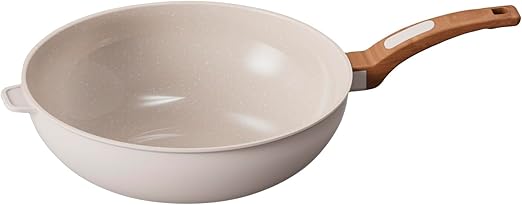 Cooksmart Signature 30cm Wok Pan, Cast Aluminium, Ivory