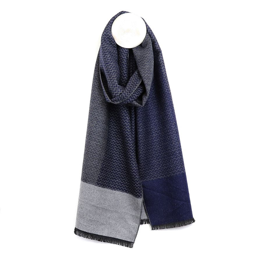 Navy & Grey Zig-Zag Scarf