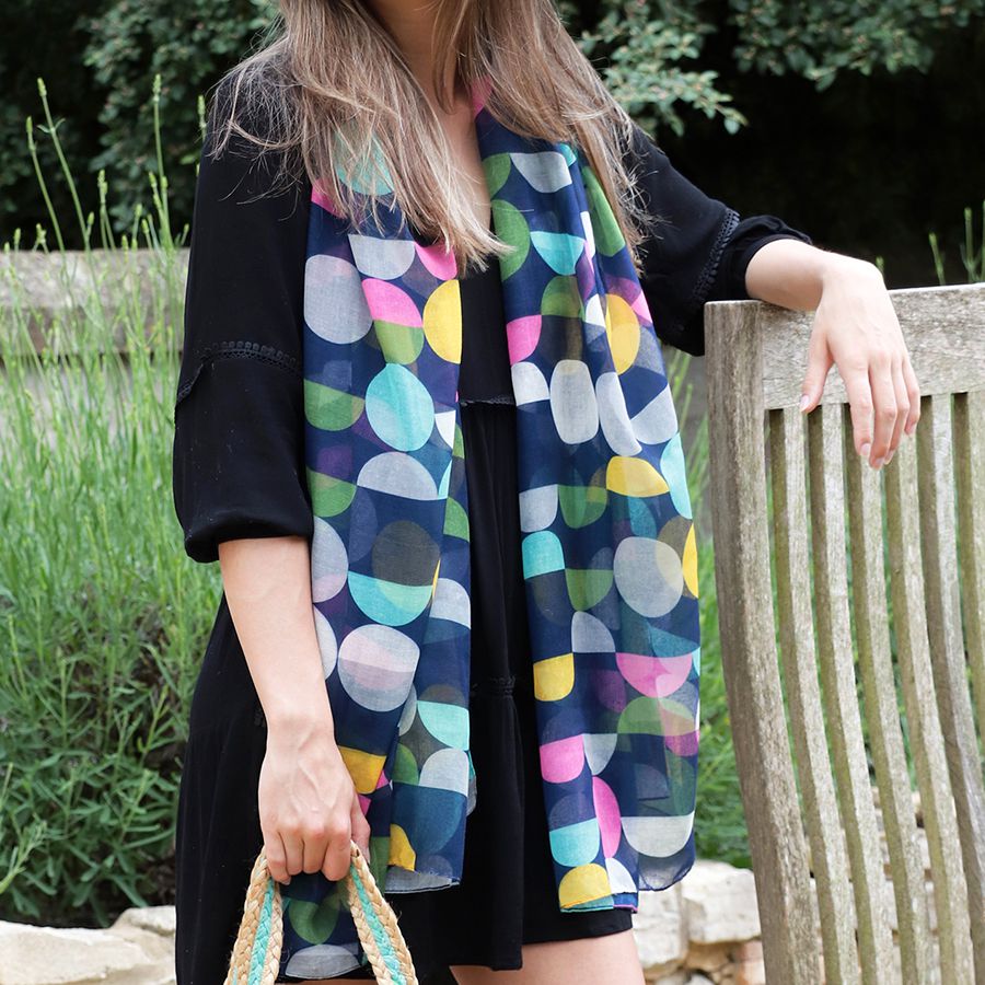 Recycled Navy Geo Scarf