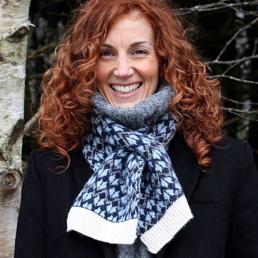 Scandi Knit Pull Through Scarf | Navy Mix Recycled Blend