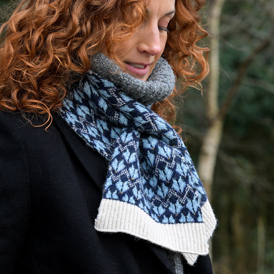 Scandi Knit Pull Through Scarf | Navy Mix Recycled Blend