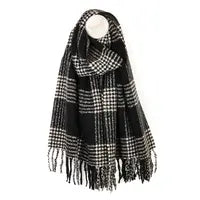 Emily Monochrome Check Stripes Scarf
