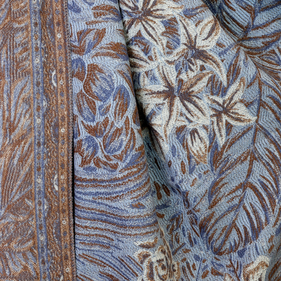 Celia Blue & Brown Mix Reversible Ornate Fern Leaf | Scarf