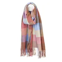 Esme Blush and Blue Mix Check Scarf