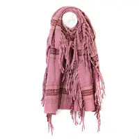Darcie Rose Pink Mix Fringe Edge Check Scarf