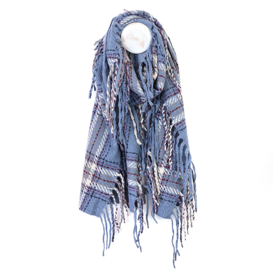Darcie Fringe Edge Check Scarf
