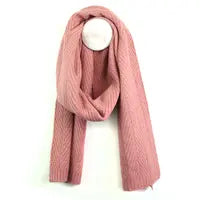 Charlotte Dusty rose herringbone knit scarf