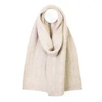 Charlotte Oatmeal herringbone knit scarf