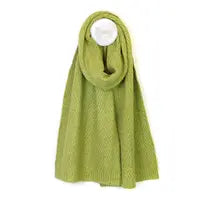 Charlotte Chartreuse green herringbone knit scarf