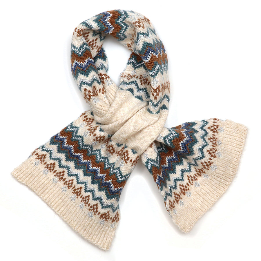 Sofia Cream, Teal, Rust & Cream Zig-Zag Pull Through | Scarf