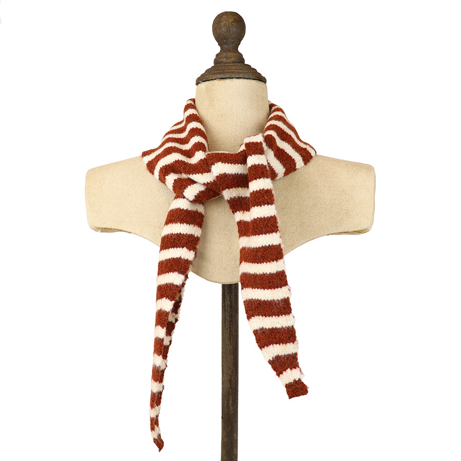 Trudi Rust & Cream Stripe Knit Triangle Scarf