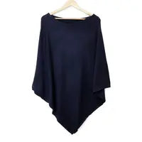 Amelia Recycled blend navy fine knit poncho