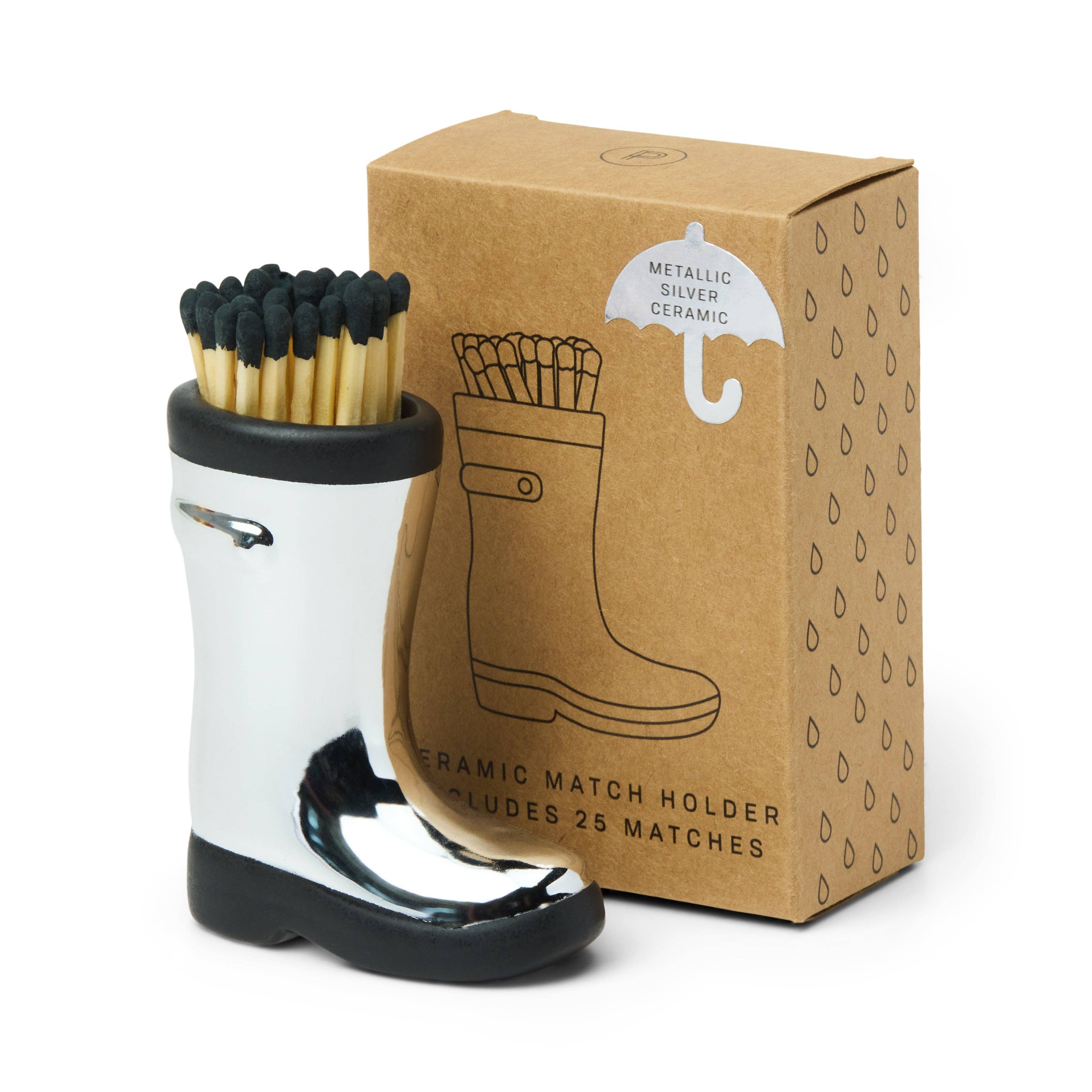 Wellington Boot Matches Holder (25 Pcs) - Chrome