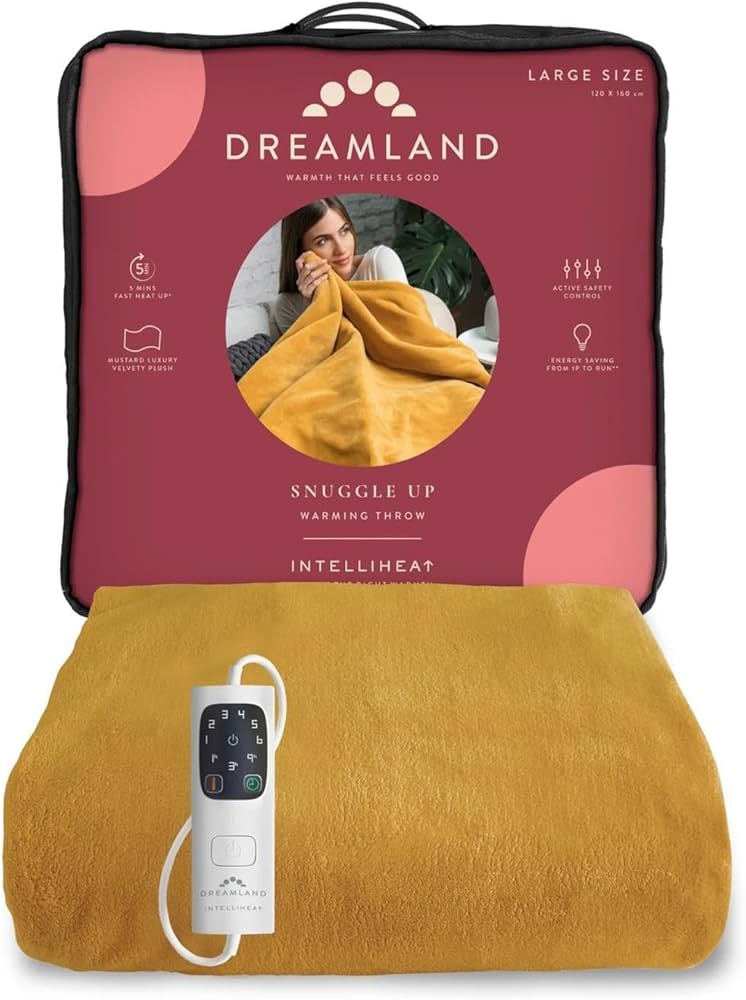 Dreamland Intelliheat Throw - Mustard