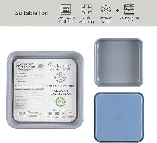 Cooksmart Signature 24cm Two Tone Square Tin
