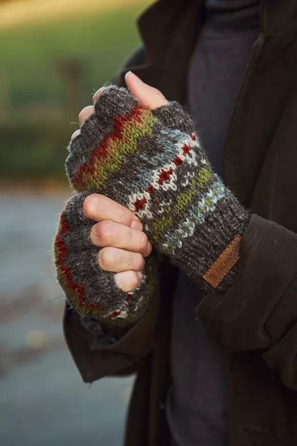 Mens Westport Fingerless Gloves Earth