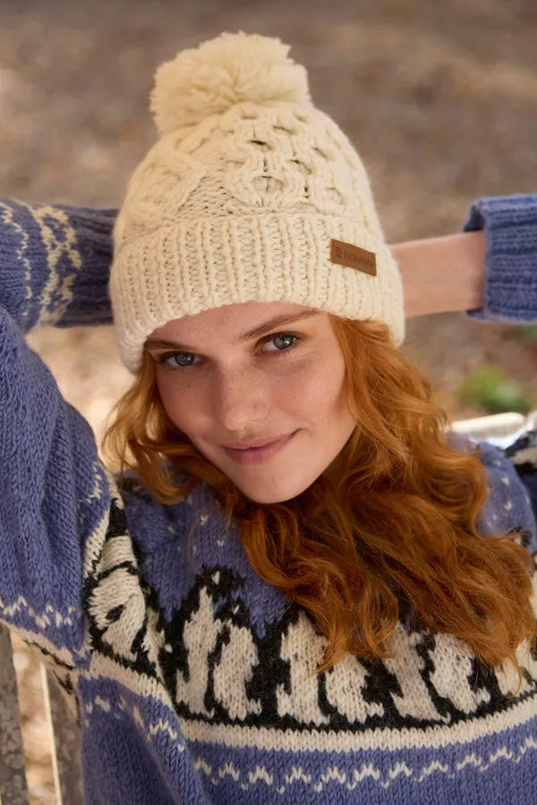 Enniskerry (Merino) Bobble Beanie Cream