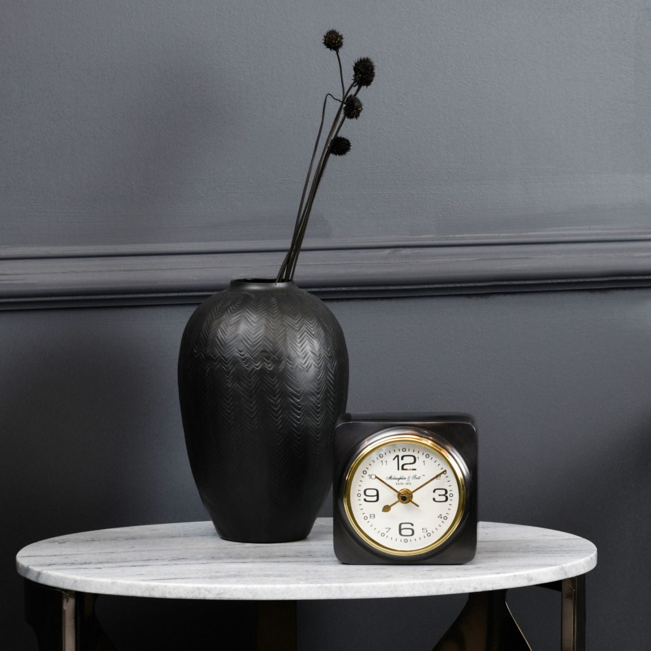 Thompson Square Mantel Clock | Black
