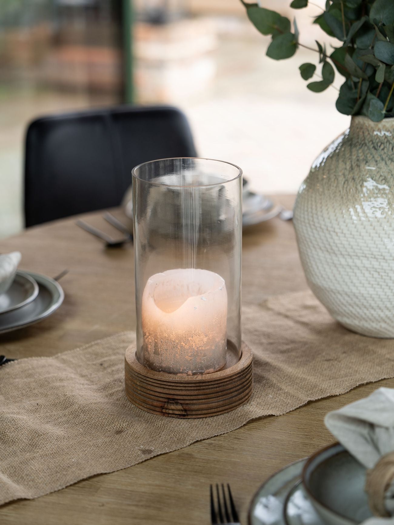 Glass & Wood Hurricane