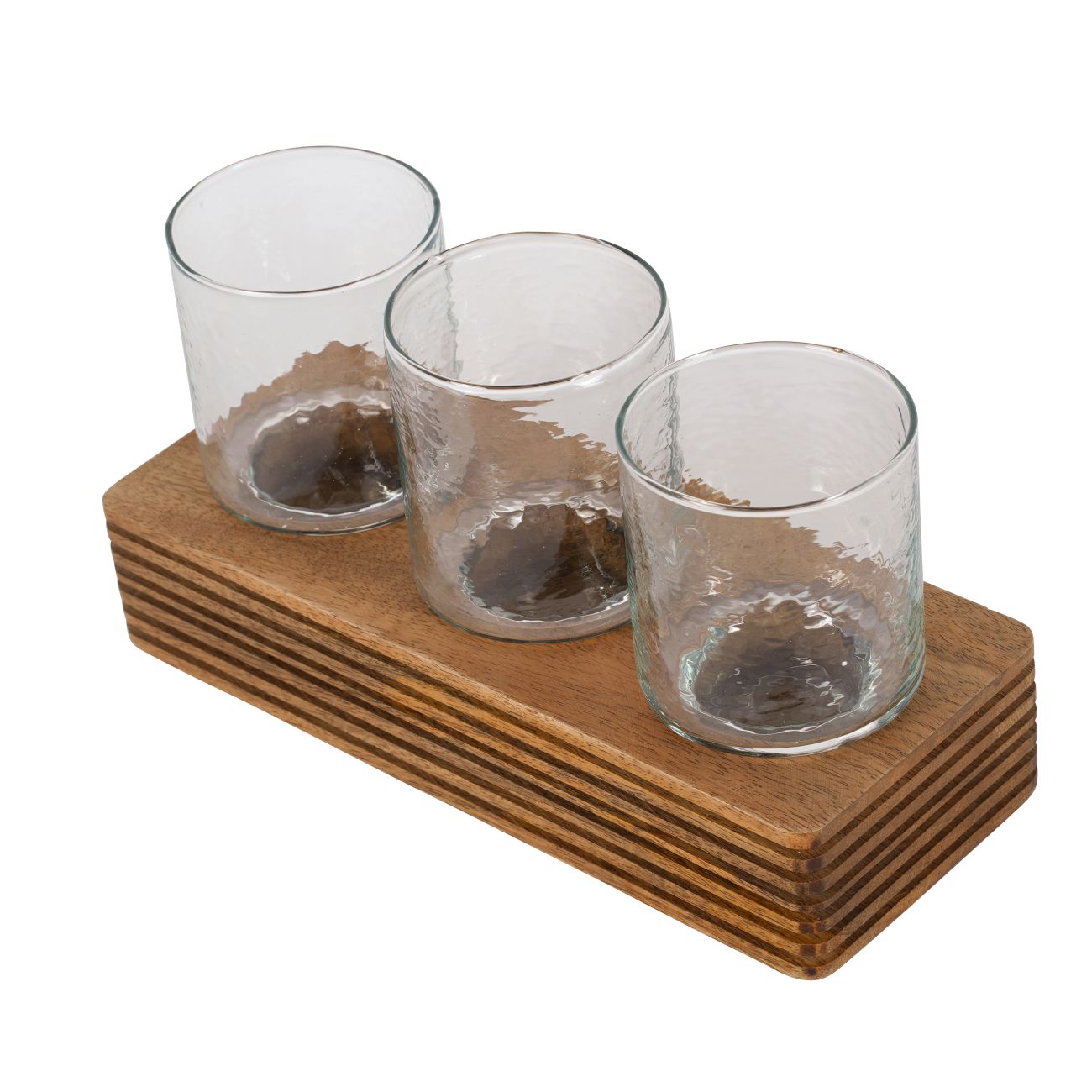 Glass & Wood Votive Holder