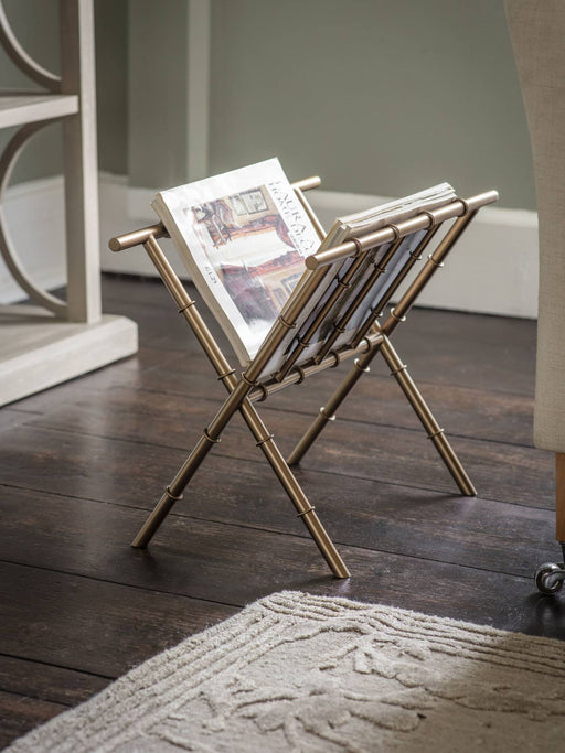 Antique Brass Bamboo Magazine Rack