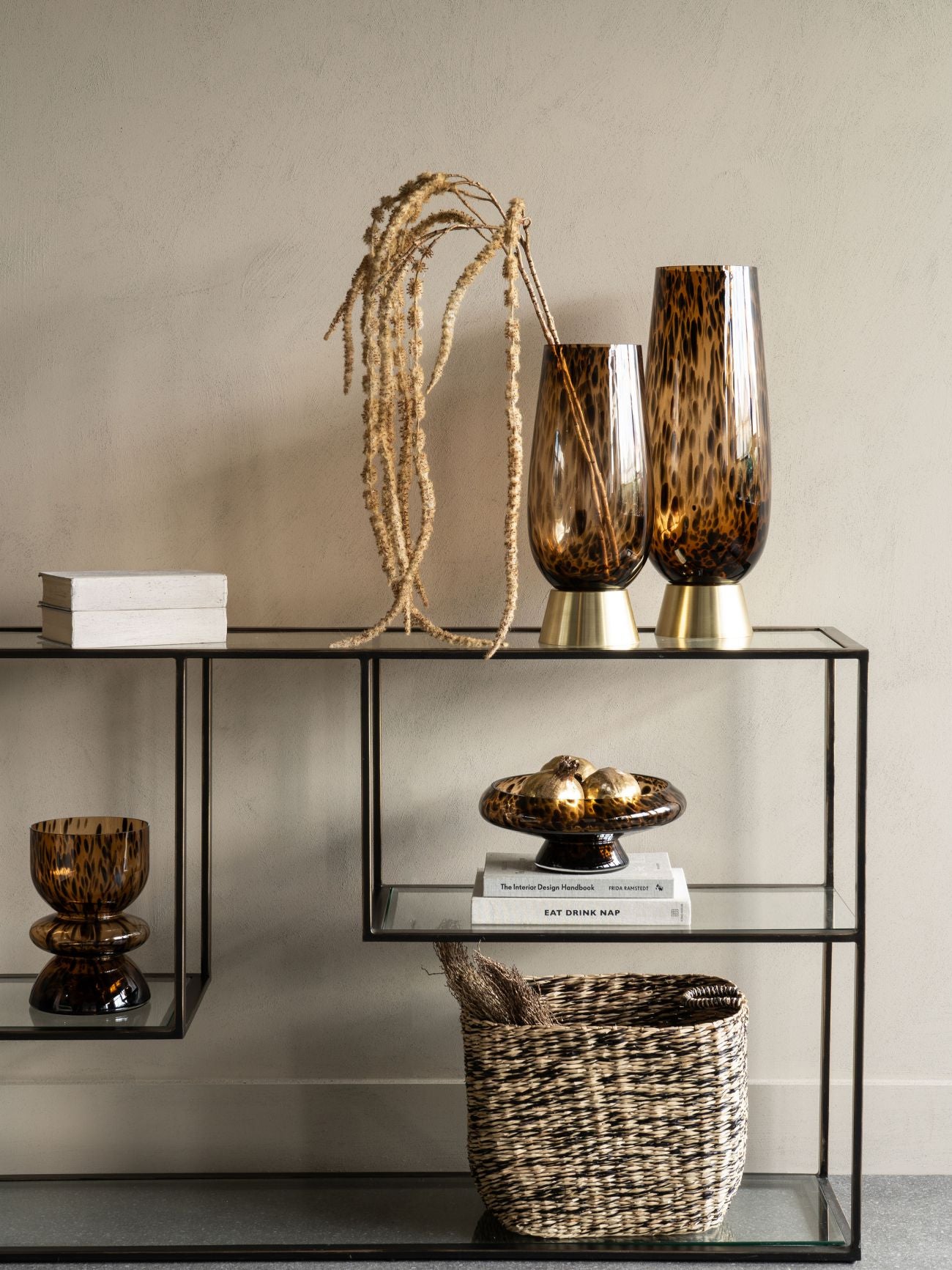 Savanna Glass Vase with Brass Base | Small