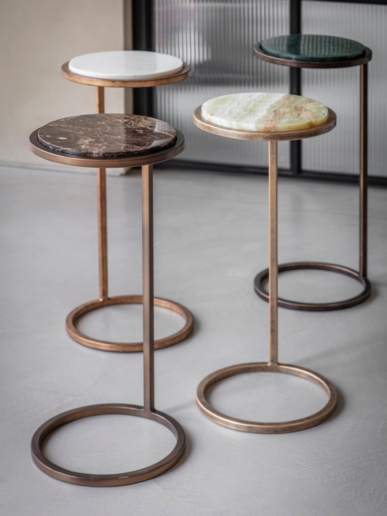 Iota Accent Table | Green Panna Marble