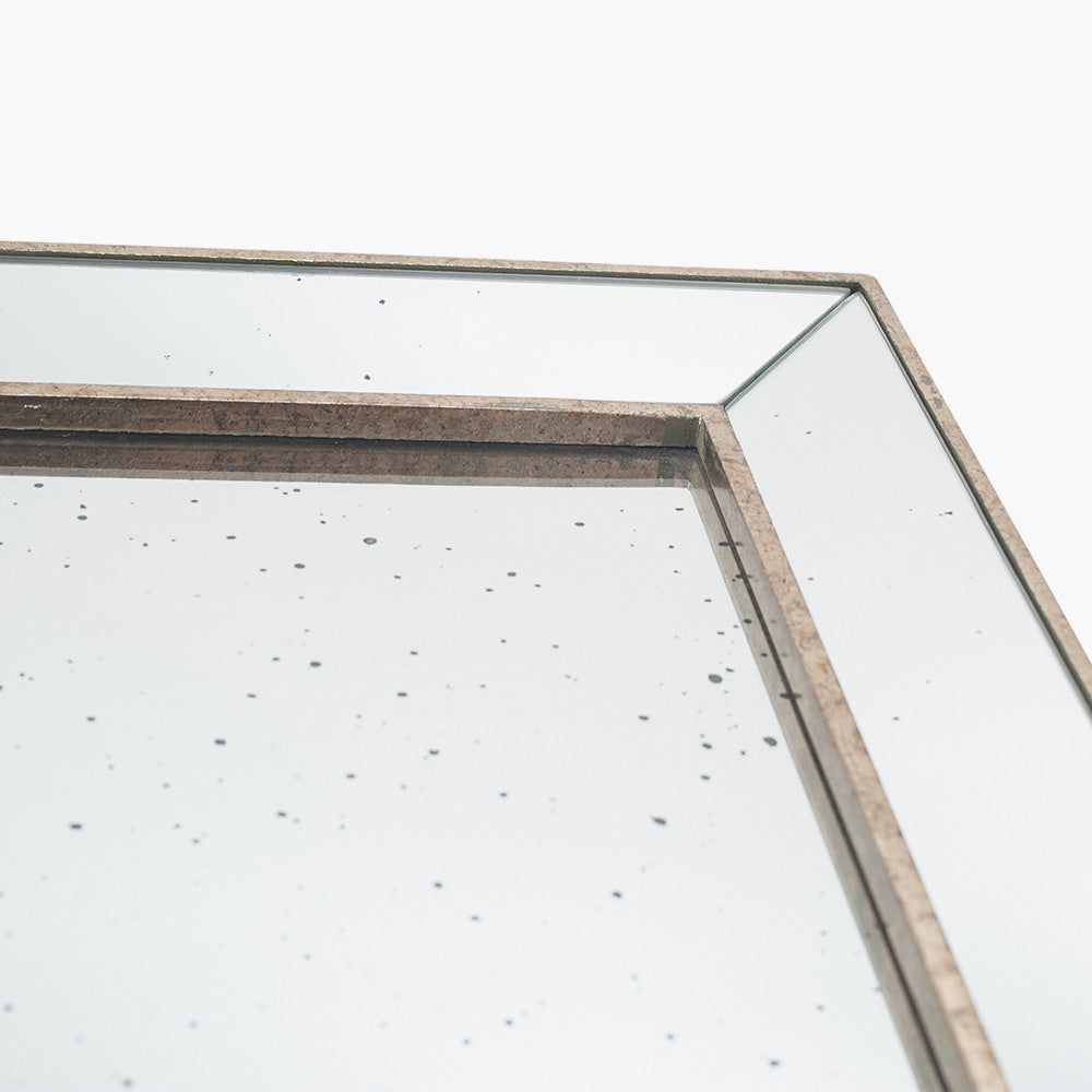 Antique Gold Metal and Foxed Glass Rectangular Mirror