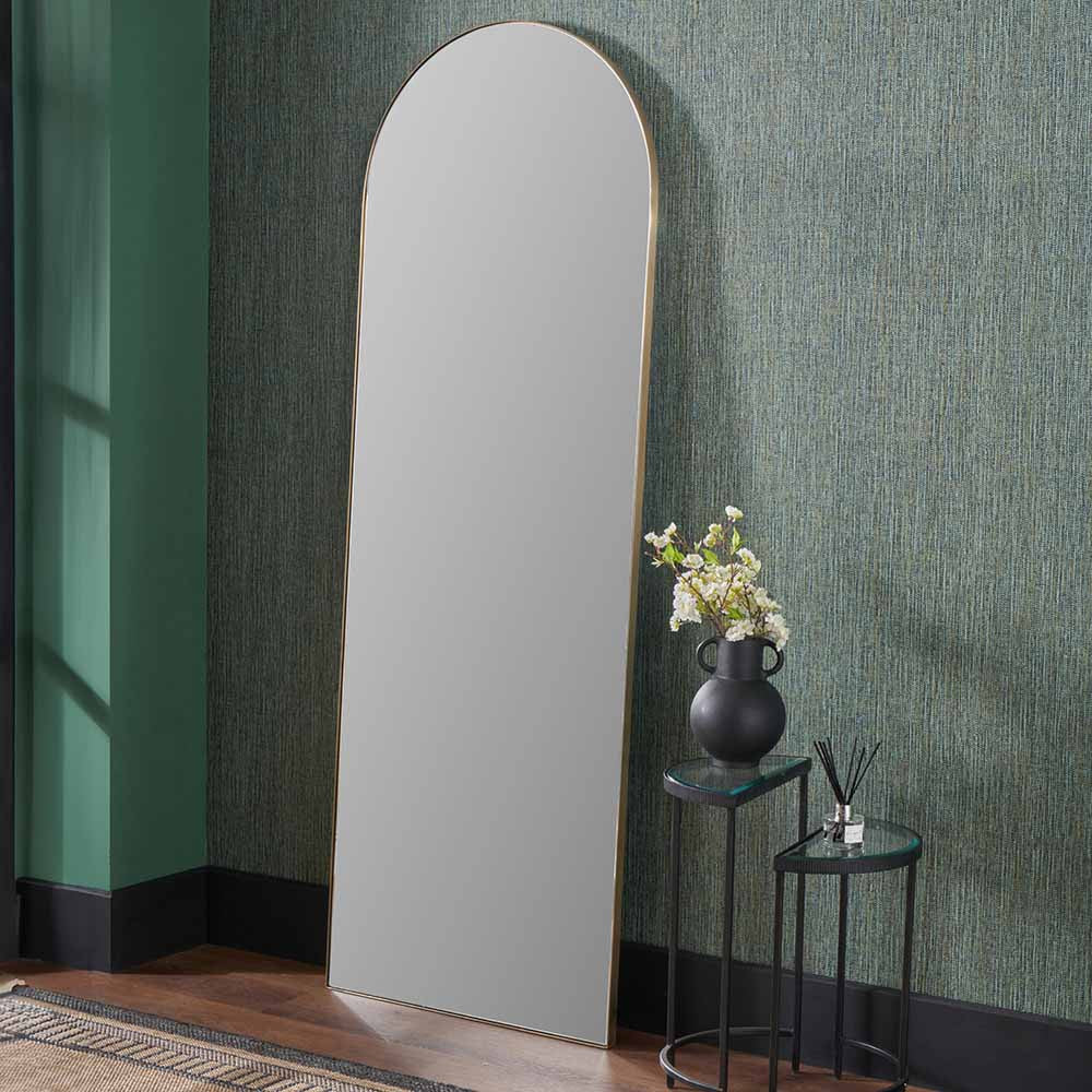 Brushed Gold Arch Floor Mirror *Collection Only*