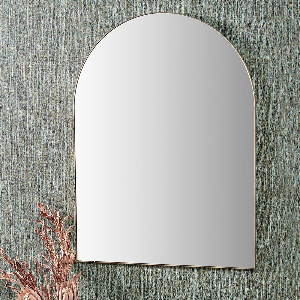 Brushed Gold Tall Arch Wall Mirror