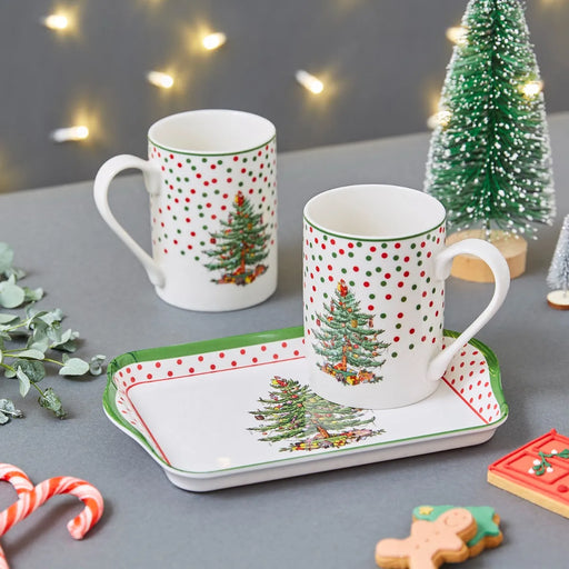 Christmas Tree | Polka Dot Mug & Tray Set