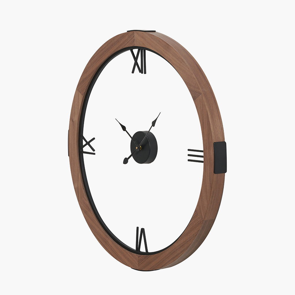 Vermont Light Walnut Wood Veneer Round Wall Clock