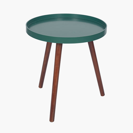 Forest Green and Brown Pine Wood Round Table