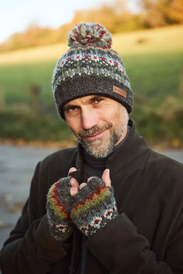 Mens Westport Fingerless Gloves Earth